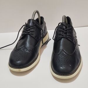 Nautica Black Leather Oxfords with Cream Soles